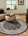 Persian Elegance Collection Area Rug -  Ardabil Round Navy Blue  lifestyle 157