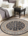 Persian Elegance Collection Area Rug -  Ardabil Round Navy Blue  lifestyle 185