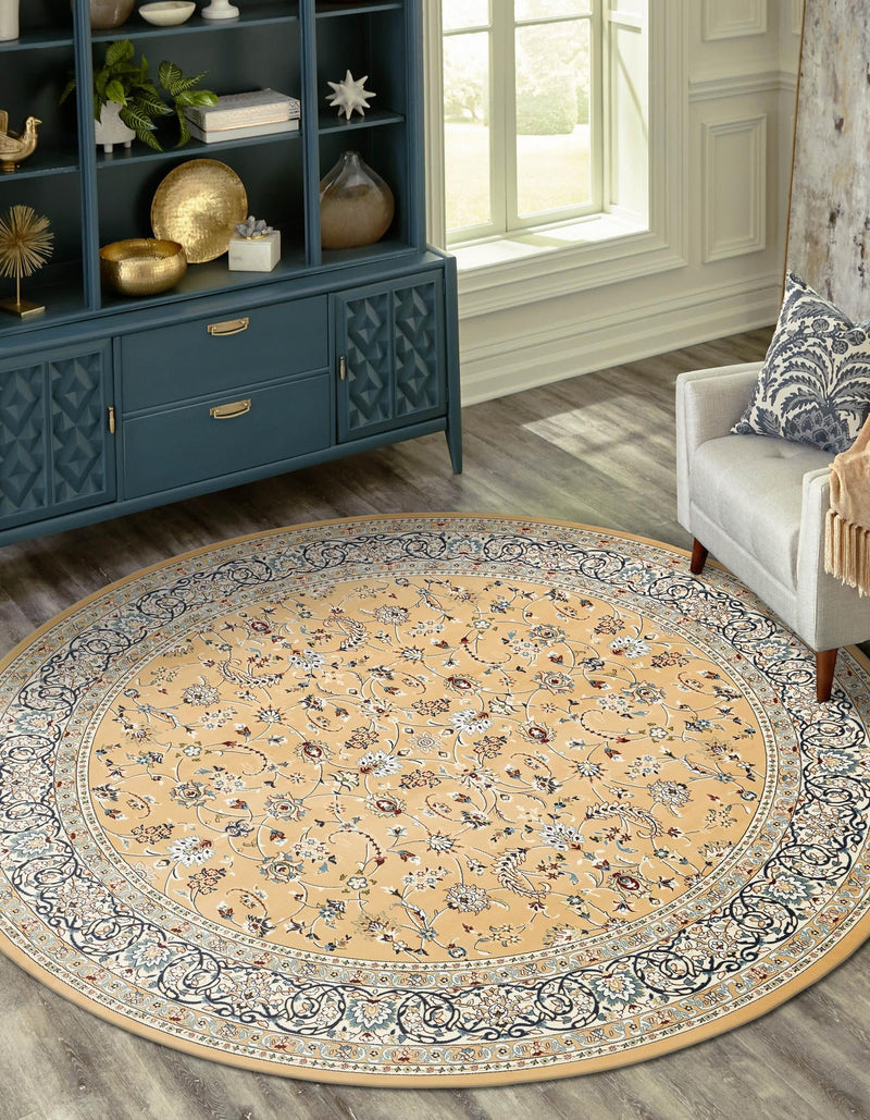 Persian Elegance Collection Area Rug -  Ardabil Round Beige  lifestyle 116