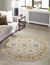 Persian Elegance Collection Area Rug -  Mashhad Round Ivory  lifestyle 45