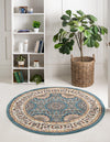 Persian Elegance Collection Area Rug -  Mashhad Round Blue  lifestyle 27