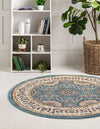 Persian Elegance Collection Area Rug -  Mashhad Round Blue  lifestyle 30