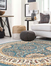 Persian Elegance Collection Area Rug -  Mashhad Round Blue  lifestyle 56