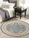 Persian Elegance Collection Area Rug -  Mashhad Round Blue  lifestyle 65