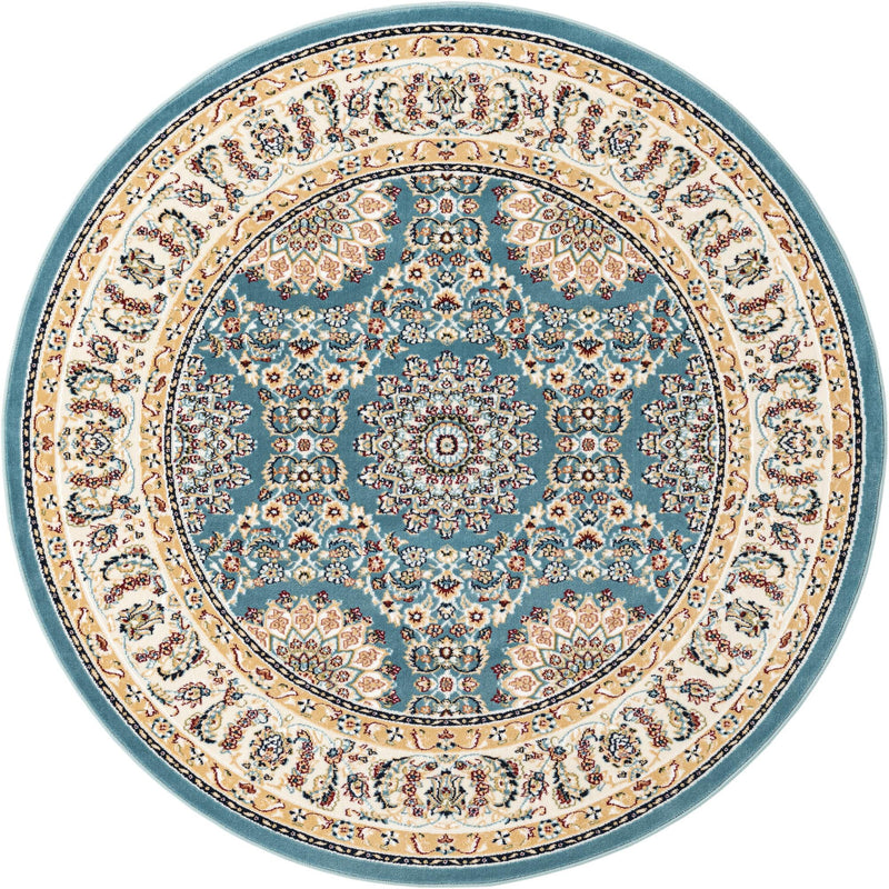 Persian Elegance Collection Area Rug -  Mashhad Round Blue  lifestyle 24