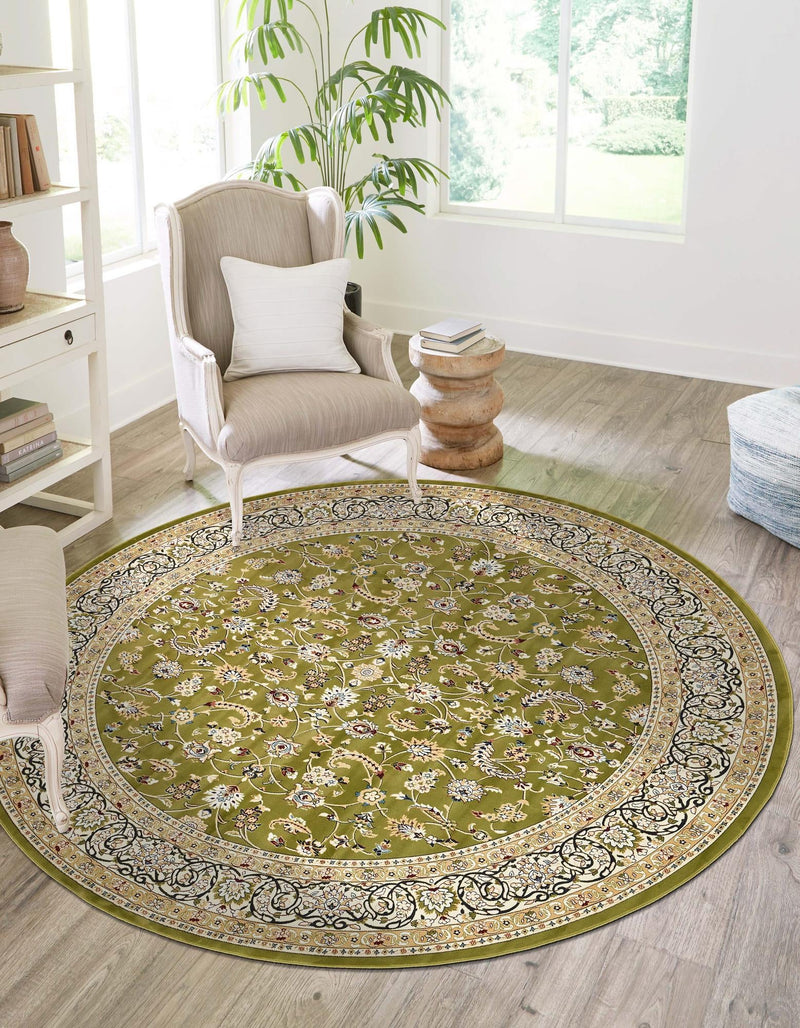 Persian Elegance Collection Area Rug -  Ardabil Round Green  lifestyle 138