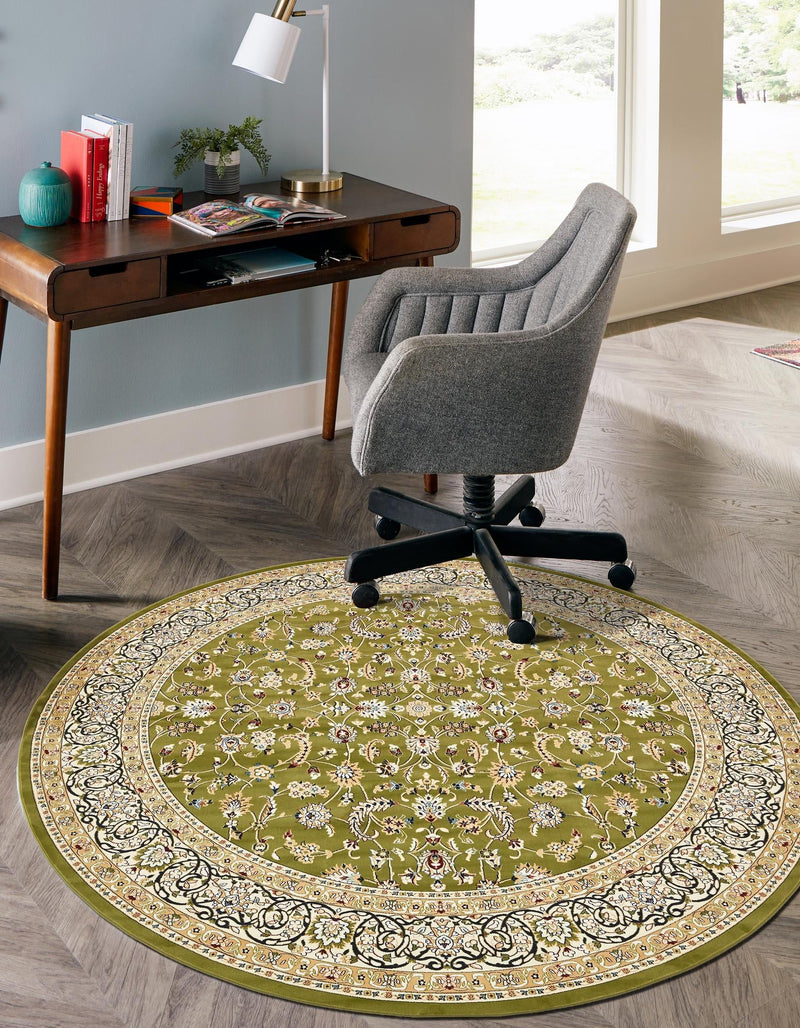 Persian Elegance Collection Area Rug -  Ardabil Round Green  lifestyle 153