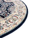 Persian Elegance Collection Area Rug -  Mashhad Round Navy Blue  lifestyle 97