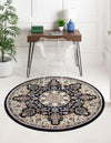 Persian Elegance Collection Area Rug -  Qom Round Navy Blue  lifestyle 36