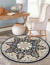 Persian Elegance Collection Area Rug -  Qom Round Navy Blue  lifestyle 116