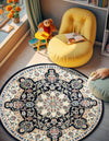 Persian Elegance Collection Area Rug -  Qom Round Navy Blue  lifestyle 160