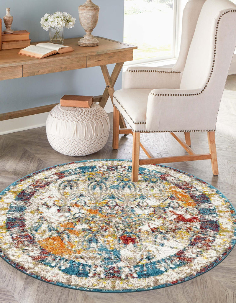 Amalfi Coast Woven Collection Area Rug -  Capri Round Multi  lifestyle 57