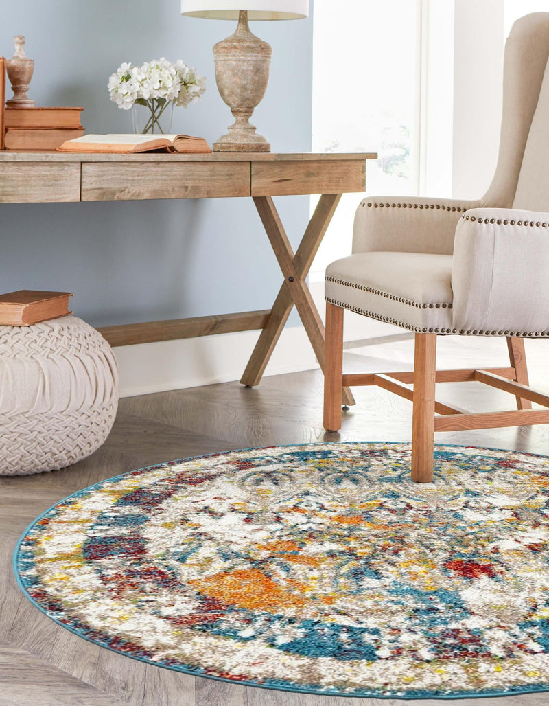 Amalfi Coast Woven Collection Area Rug -  Capri Round Multi  lifestyle 20