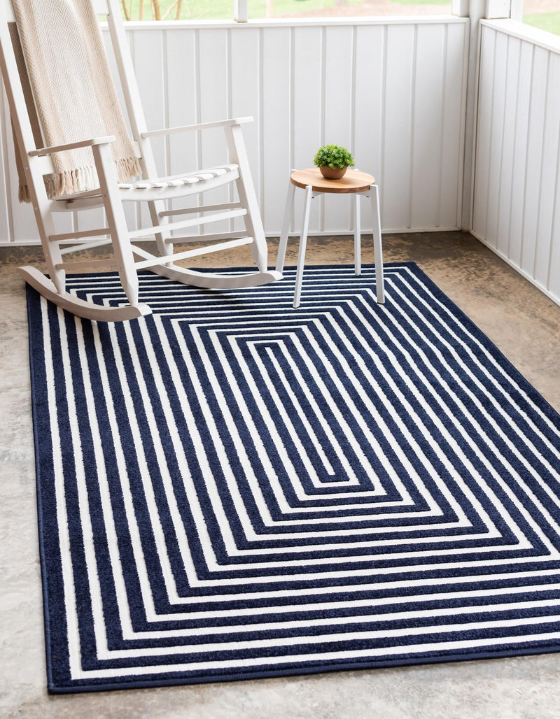 Catalina Cove Outdoor Collection Area Rug - Avalon Rectangle Navy Blue  lifestyle 6