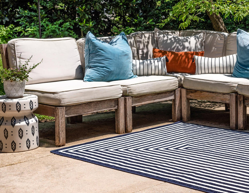 Catalina Cove Outdoor Collection Area Rug - Avalon Rectangle Navy Blue  lifestyle 8