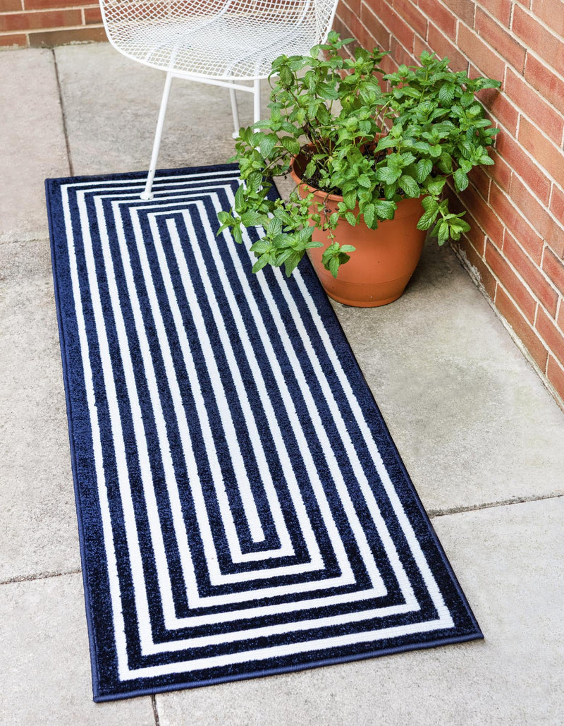 Catalina Cove Outdoor Collection Area Rug - Avalon Runner Navy Blue  lifestyle 59