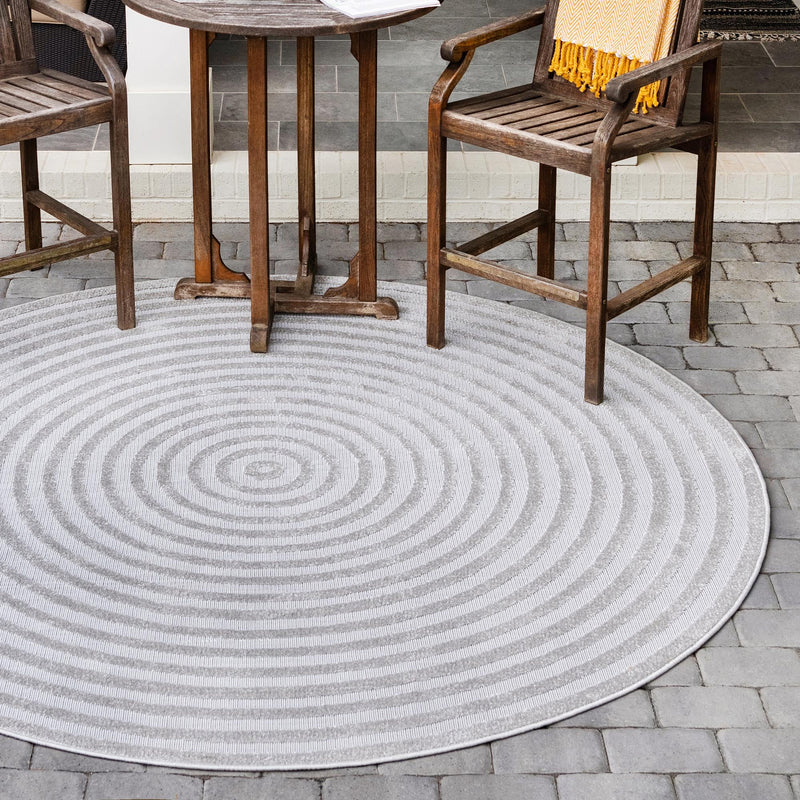 Catalina Cove Outdoor Collection Area Rug - Avalon Round Gray  lifestyle 81