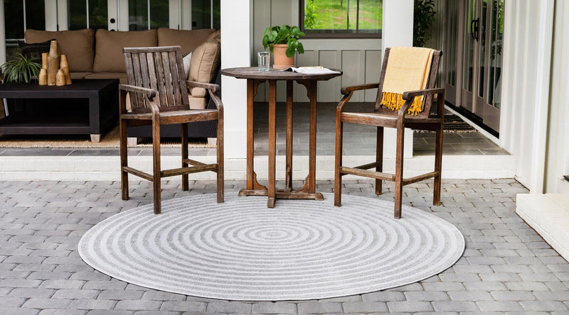 Catalina Cove Outdoor Collection Area Rug - Avalon Round Gray  lifestyle 105