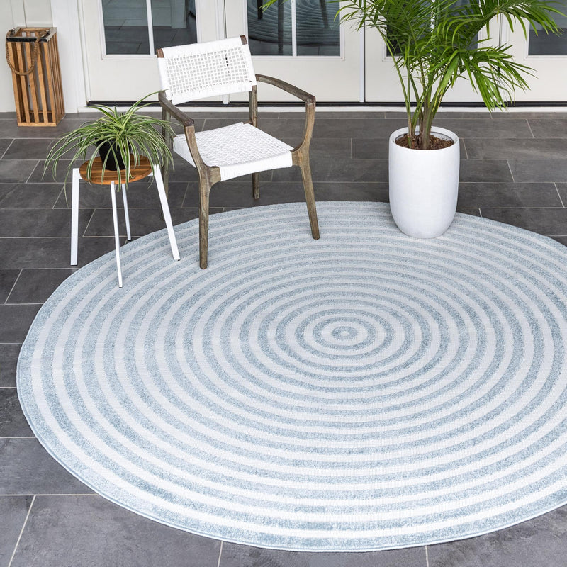 Catalina Cove Outdoor Collection Area Rug - Avalon Round Light Blue  lifestyle 56