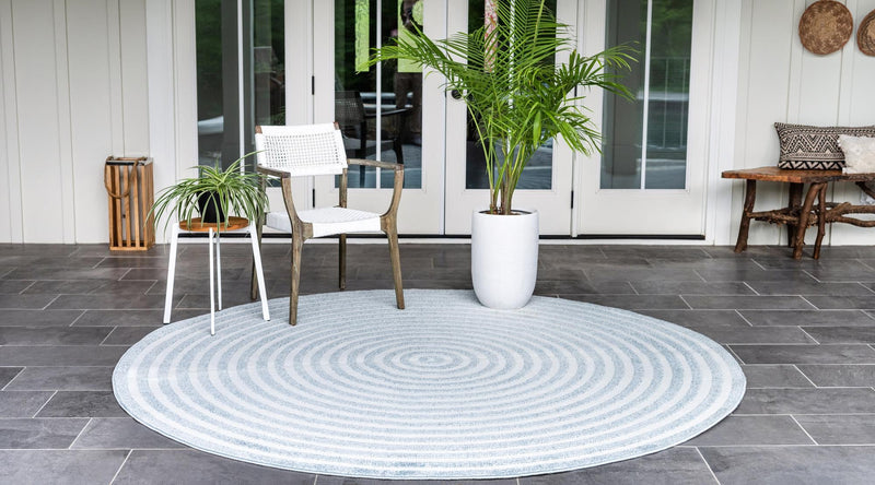 Catalina Cove Outdoor Collection Area Rug - Avalon Round Light Blue  lifestyle 72