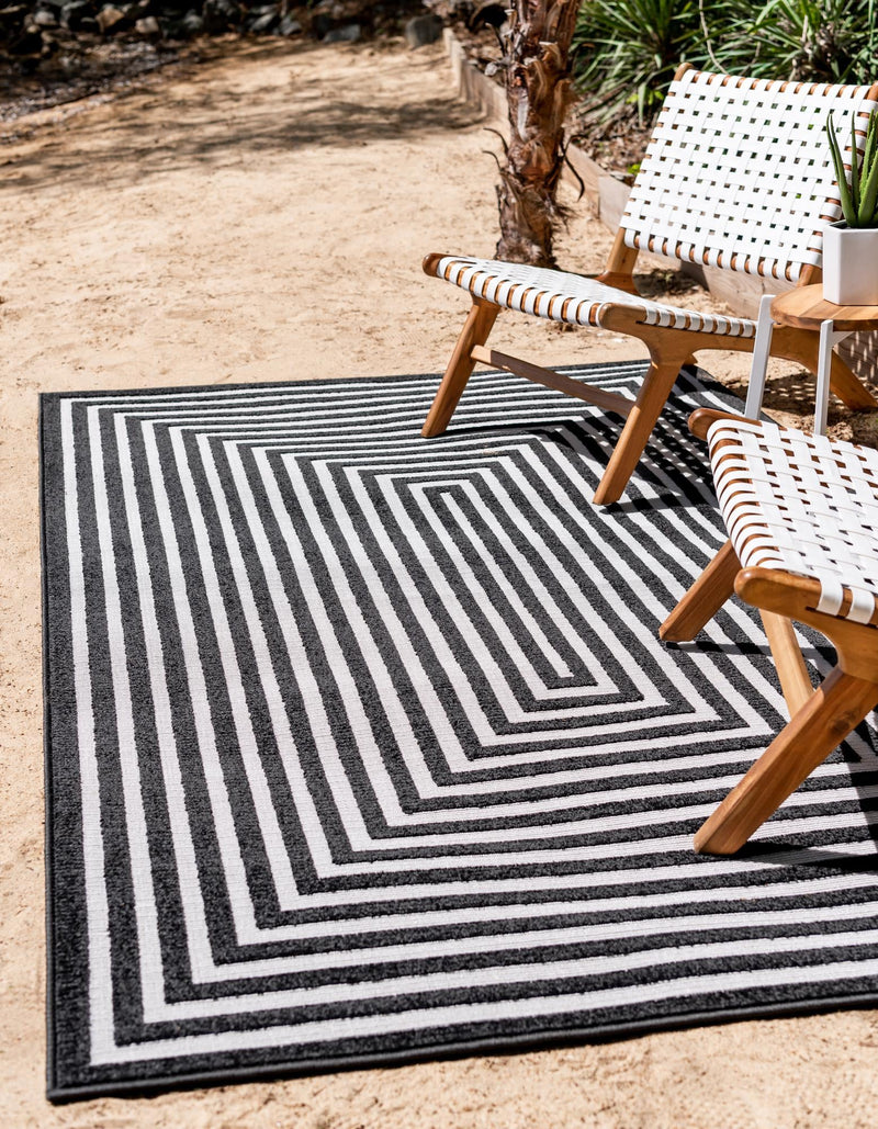 Catalina Cove Outdoor Collection Area Rug - Avalon Rectangle Black  lifestyle 9