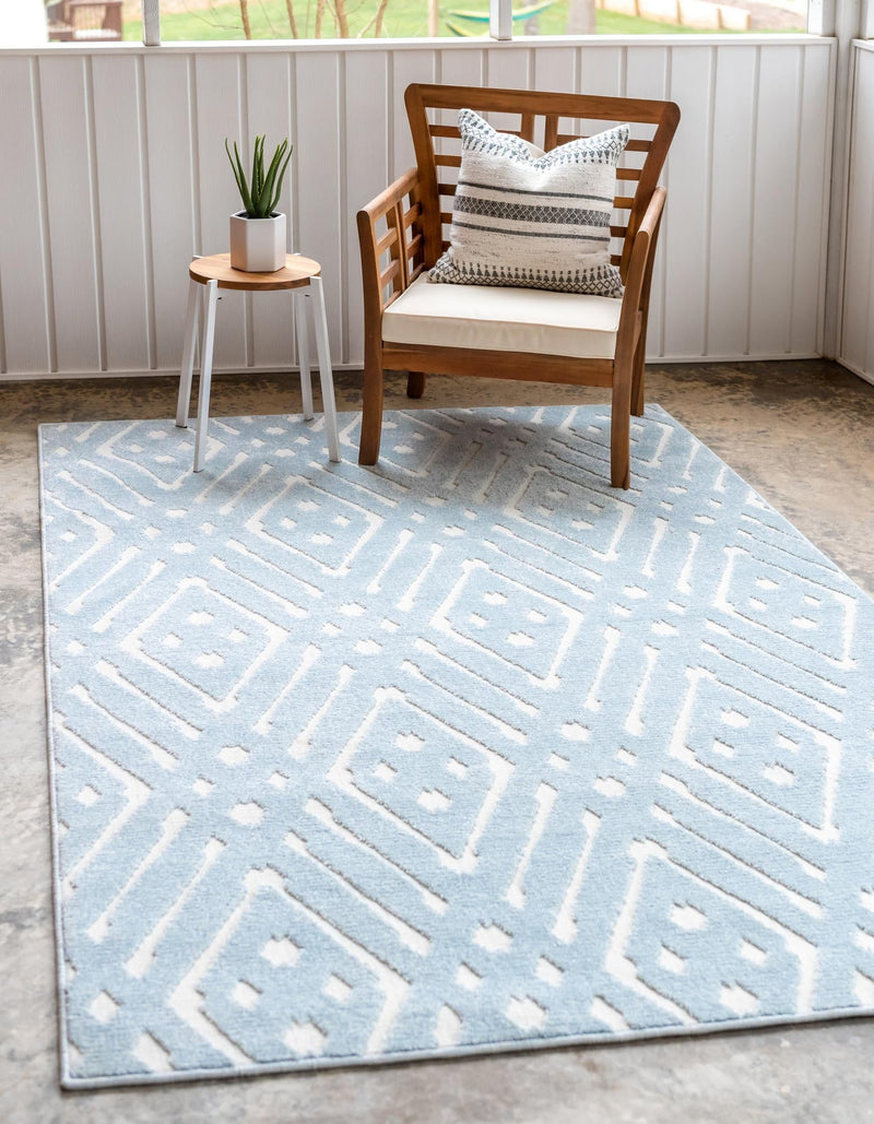 Catalina Cove Outdoor Collection Area Rug -  Laguna Rectangle Light Blue  lifestyle 6