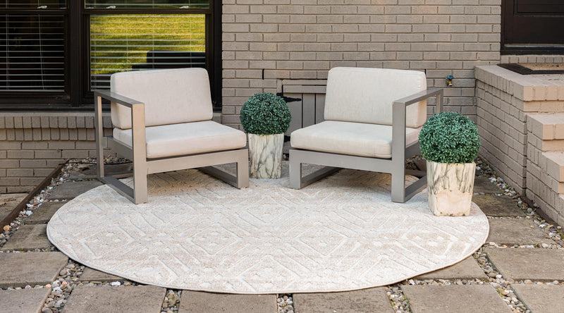 Catalina Cove Outdoor Collection Area Rug -  Laguna Round Beige  lifestyle 48