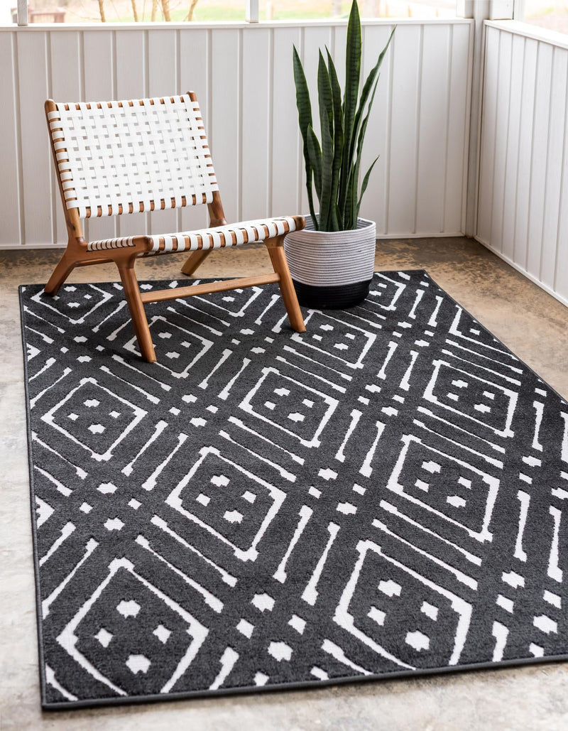 Catalina Cove Outdoor Collection Area Rug -  Laguna Rectangle Black  lifestyle 7