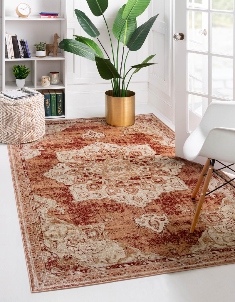 Eden Oasis Collection Area Rug -  Tranquility (Rust Red) Rectangle Rust Red  lifestyle 2