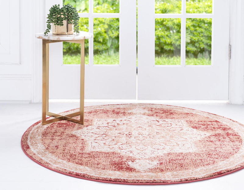 Eden Oasis Collection Area Rug -  Tranquility (Rust Red) Round Rust Red  lifestyle 15