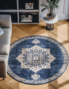 Eden Oasis Collection Area Rug -  Tranquility (Navy Blue) Round Navy Blue  lifestyle 24