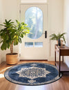 Eden Oasis Collection Area Rug -  Tranquility (Navy Blue) Round Navy Blue  lifestyle 33