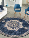 Eden Oasis Collection Area Rug -  Tranquility (Navy Blue) Round Navy Blue  lifestyle 40