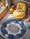 Eden Oasis Collection Area Rug -  Tranquility (Navy Blue) Round Navy Blue  lifestyle 46