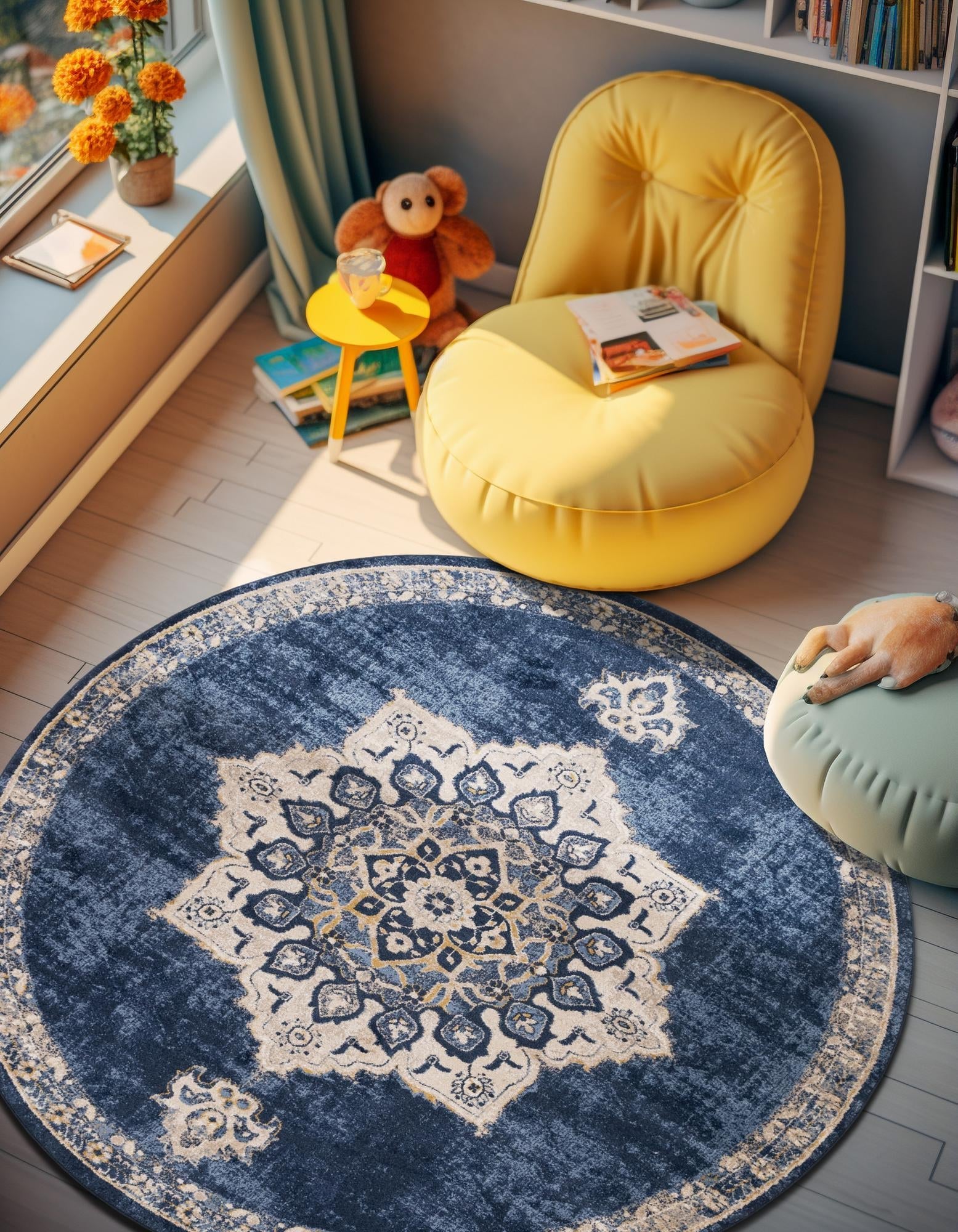 Eden Oasis Collection Area Rug -  Tranquility (Navy Blue)