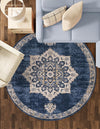 Eden Oasis Collection Area Rug -  Tranquility (Navy Blue) Round Navy Blue  lifestyle 49