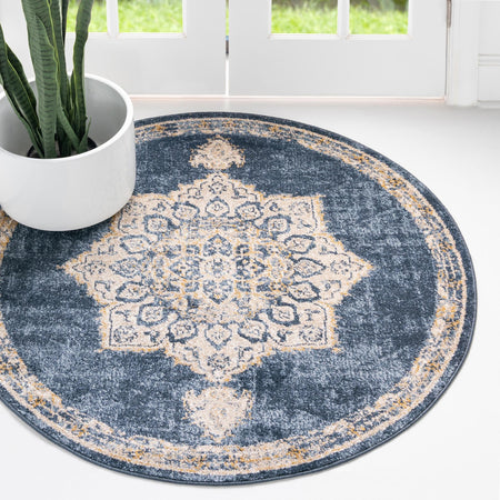 Eden Oasis Collection Area Rug -  Tranquility (Navy Blue)