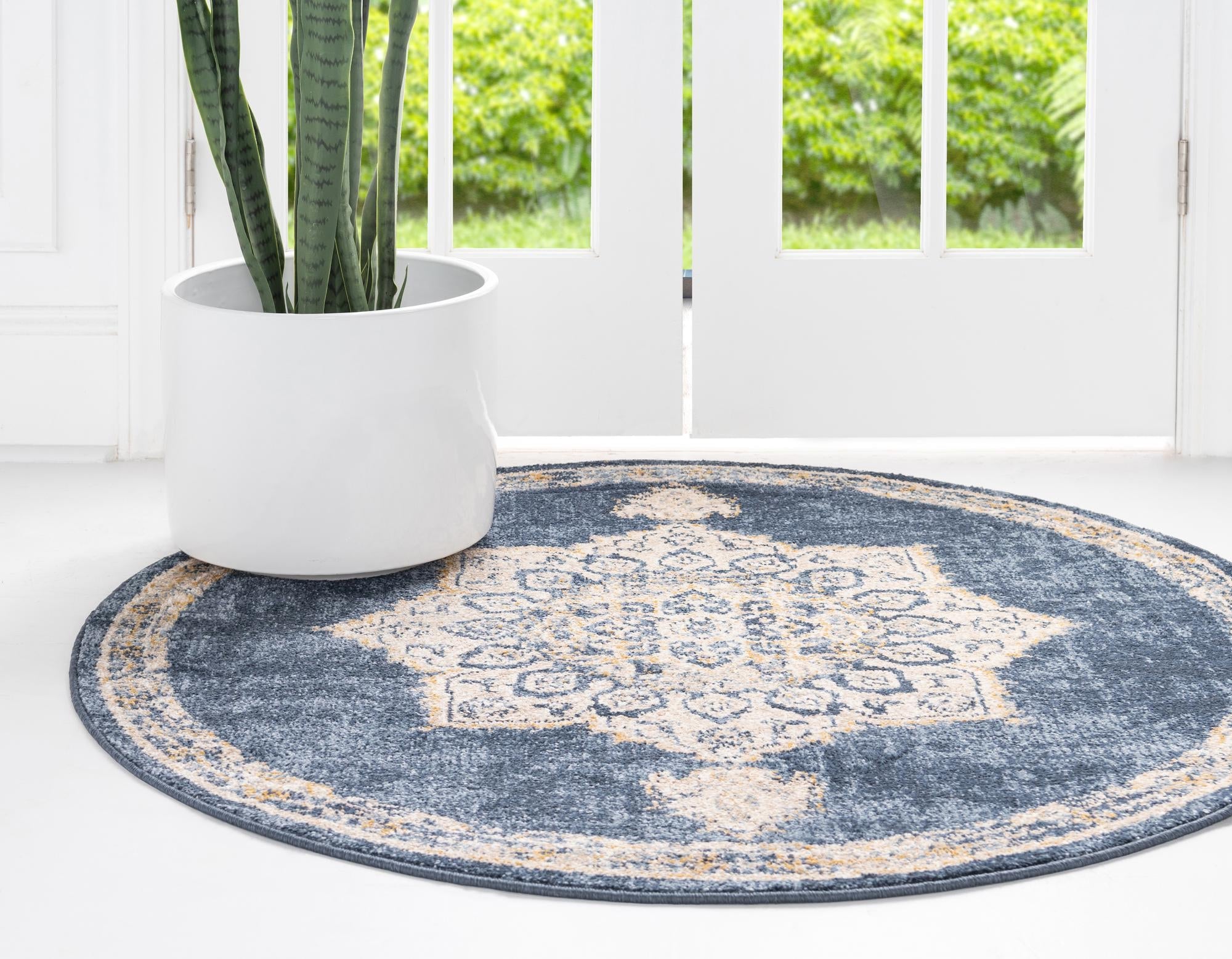 Eden Oasis Collection Area Rug -  Tranquility (Navy Blue)