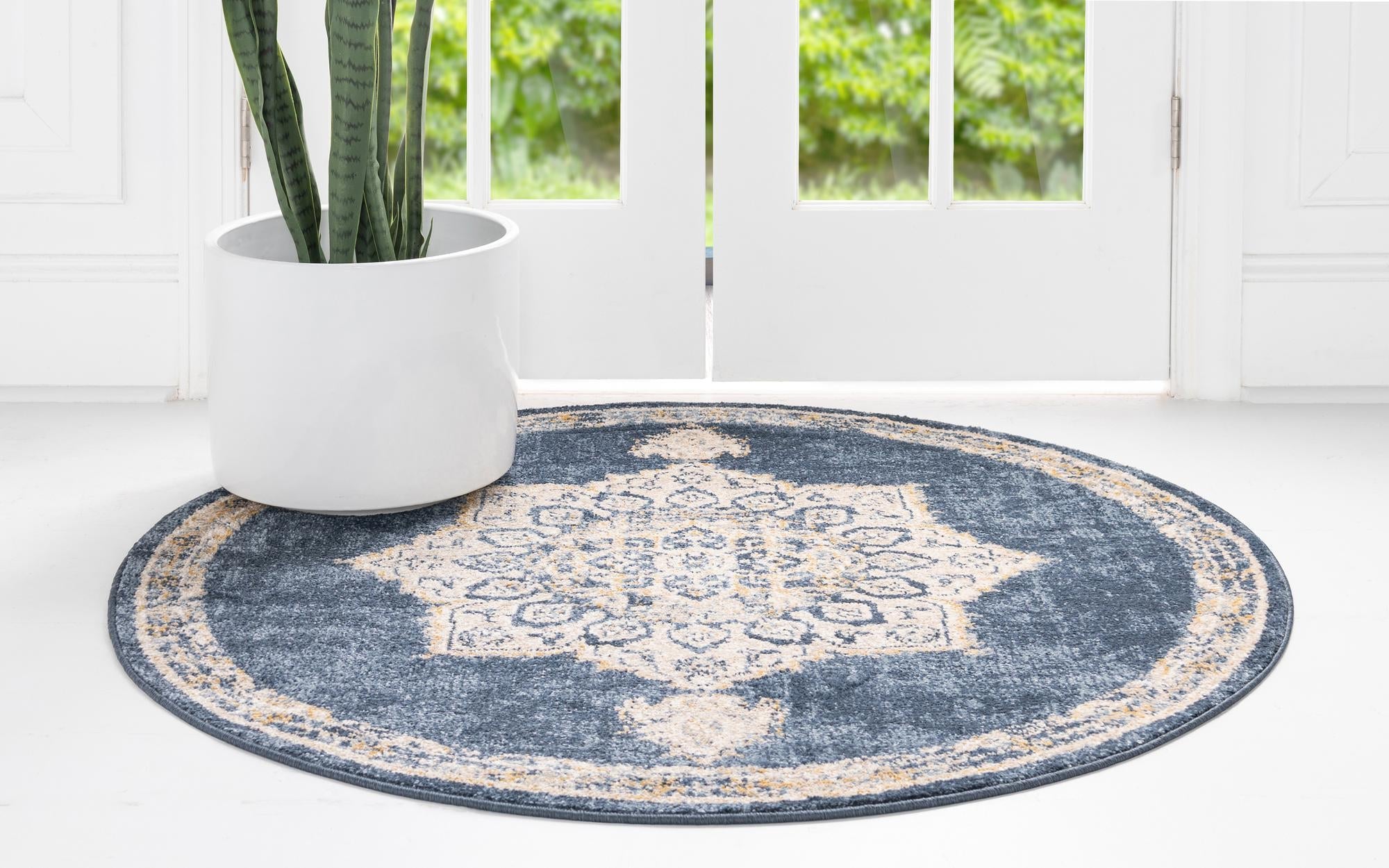 Eden Oasis Collection Area Rug -  Tranquility (Navy Blue)