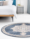 Eden Oasis Collection Area Rug -  Tranquility (Navy Blue) Round Navy Blue  lifestyle 24