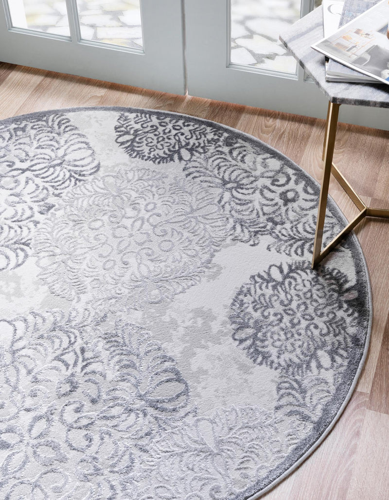 Derbyshire Elegance Collection Area Rug -  Bakewell Round Gray  lifestyle 85