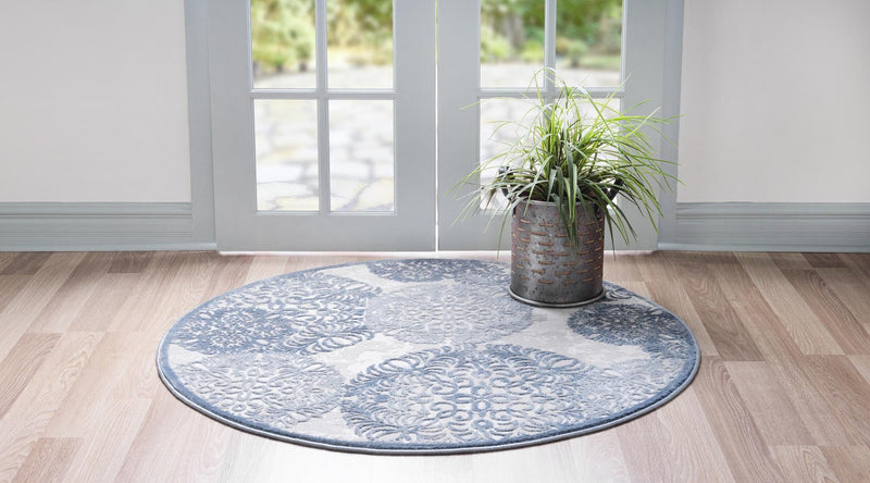 Derbyshire Elegance Collection Area Rug -  Bakewell Round Blue  lifestyle 65