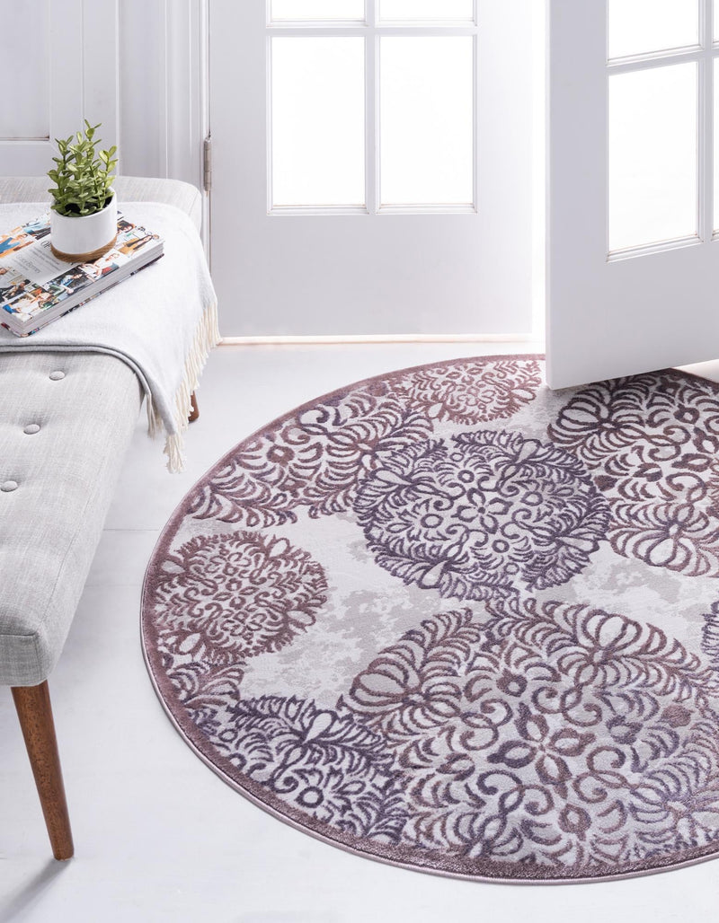 Derbyshire Elegance Collection Area Rug -  Bakewell Round Violet  lifestyle 66