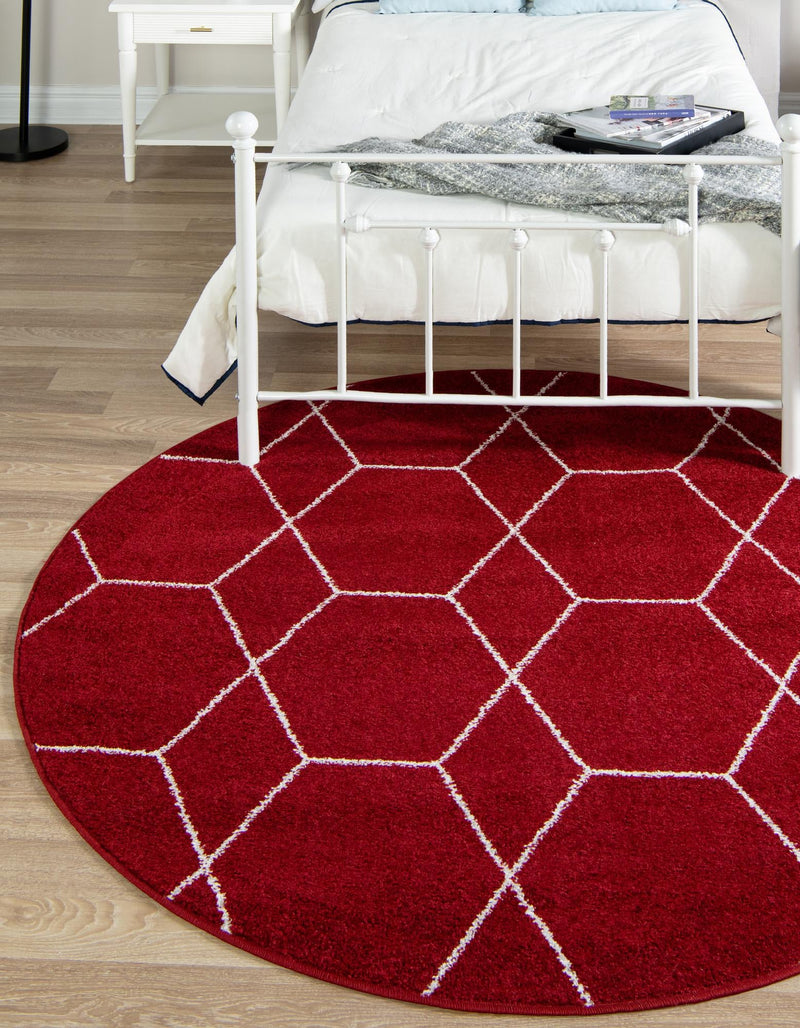 Lattice Garden Collection Area Rug - Arborville (Red) Round Red  lifestyle 3