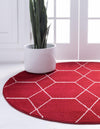 Lattice Garden Collection Area Rug - Arborville (Red) Round Red  lifestyle 5