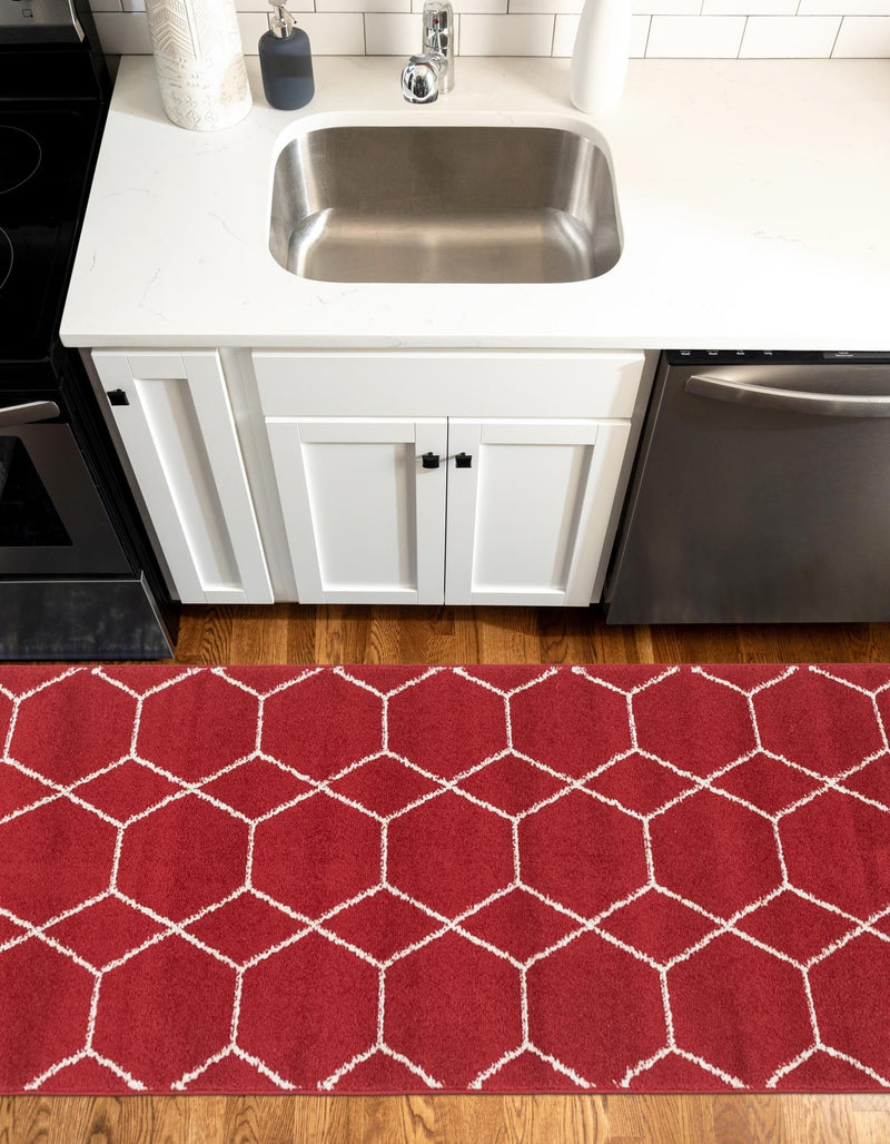 Lattice Garden Collection Area Rug - Arborville (Red) Runner Red  lifestyle 7