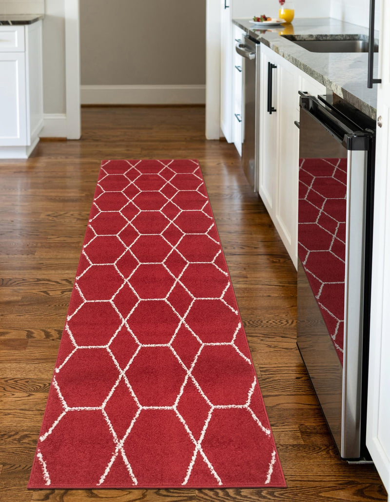 Lattice Garden Collection Area Rug - Arborville (Red) Runner Red  lifestyle 22