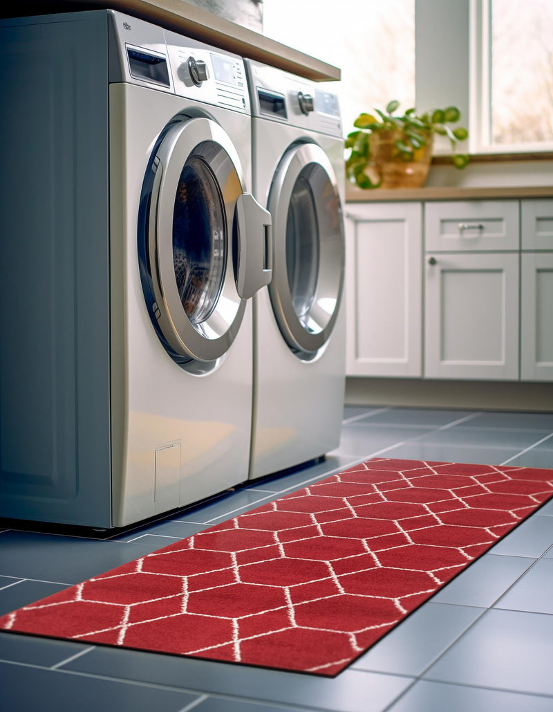 Lattice Garden Collection Area Rug - Arborville (Red) Runner Red  lifestyle 30