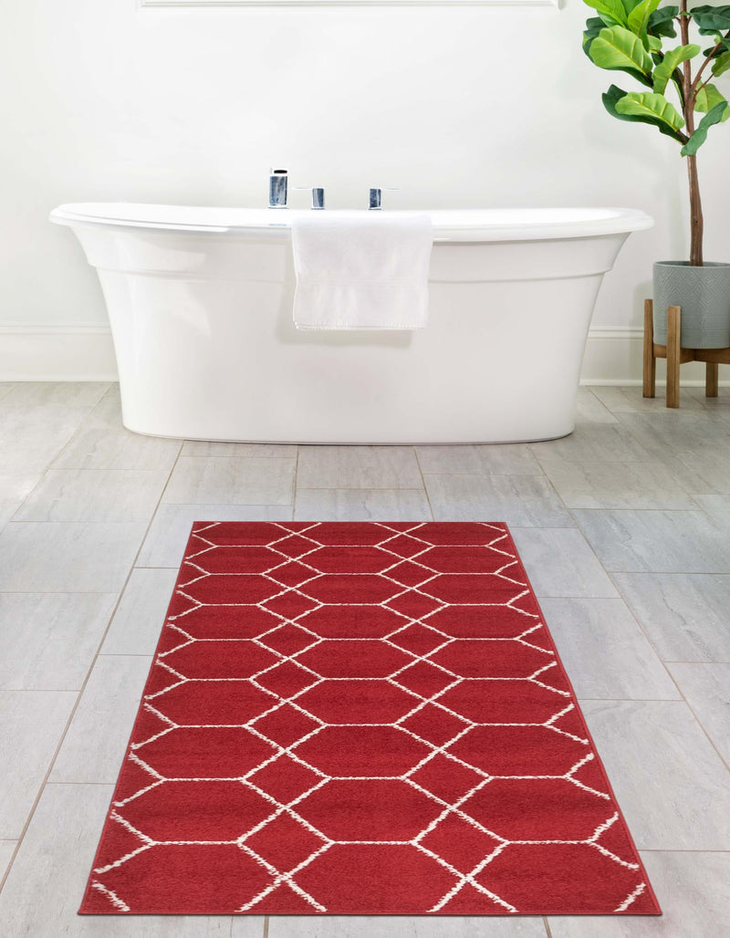 Lattice Garden Collection Area Rug - Arborville (Red) Runner Red  lifestyle 34