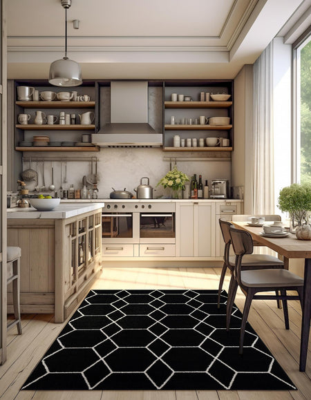 Trellis Mosaic Collection Area Rug - Arborville (Black)